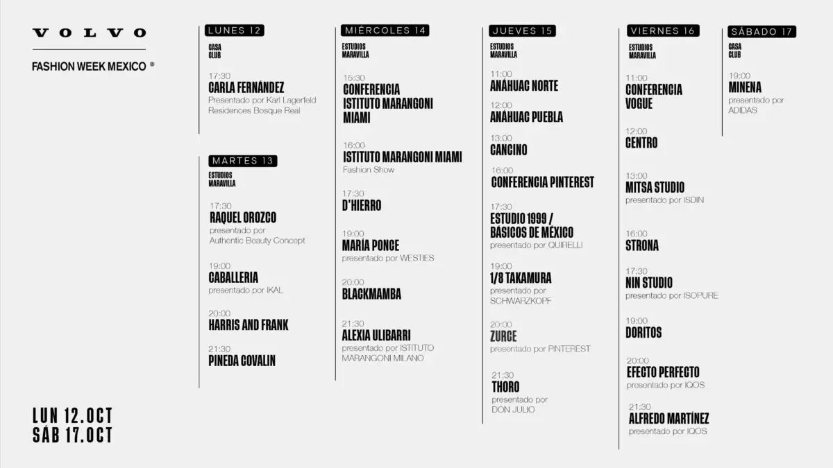 Volvo Fashion Week México consolida casi dos décadas de impulso al talento mexicano presentando un sólido calendario de diseñadores nacionales e internacionales Volvo Fashion Week México consolida casi dos décadas de impulso al talento mexicano presentando un sólido calendario de diseñadores nacionales e internacionales