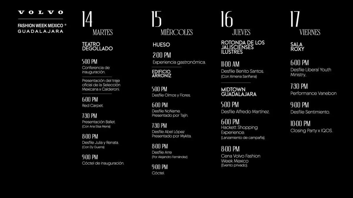Conoce la agenda de Volvo Fashion Week México Guadalajara Conoce la agenda de Volvo Fashion Week México Guadalajara