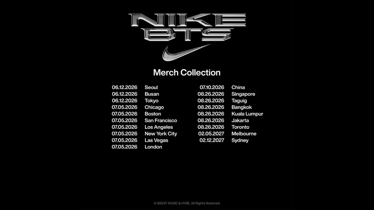 BTS y Nike presentan ARIRANG, una colección que transforma el merch de gira en streetwear global BTS y Nike presentan ARIRANG, una colección que transforma el merch de gira en streetwear global
