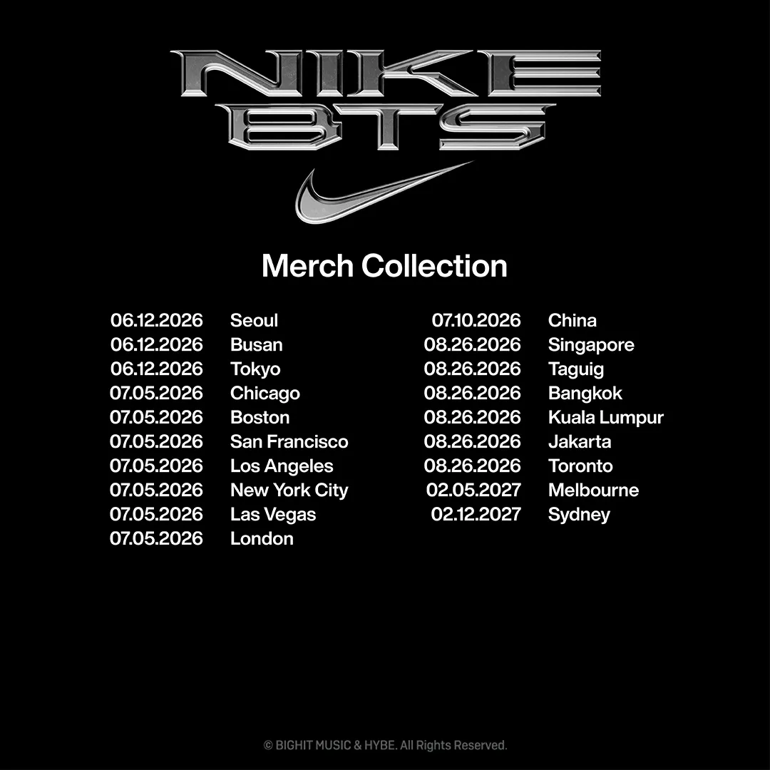 BTS y Nike presentan ARIRANG, una colección que transforma el merch de gira en streetwear global BTS y Nike presentan ARIRANG, una colección que transforma el merch de gira en streetwear global